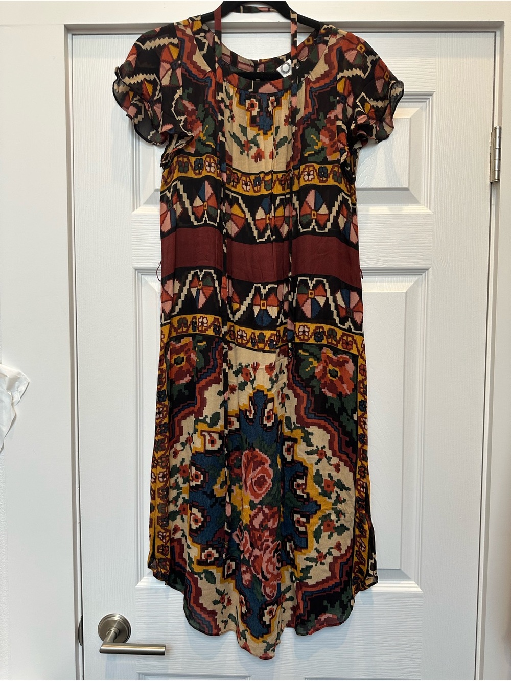 Anthropologie Multicolor Floral & Geometric Midi Dress